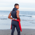 Base layer néoprène homme à cagoule Bleu Marine, vue de dos