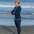 Pantalon et veste Rivage Femme bleu, ensemble néoprène longe-côte - Saint Jacques Wetsuits